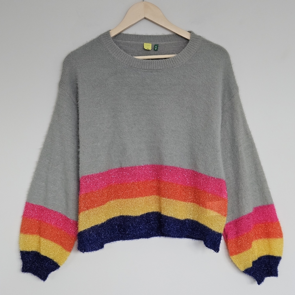 Farm Rio Rainbow Sleeve Sweater Medium